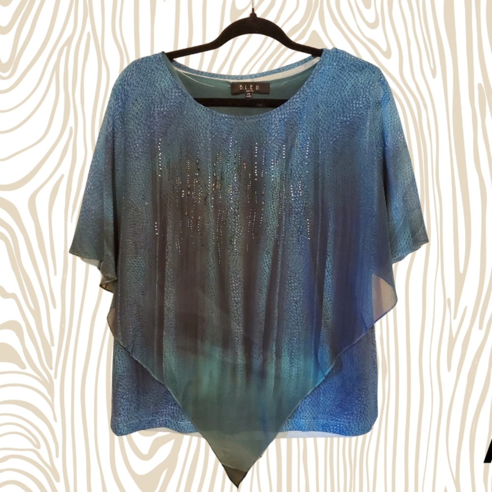 Blue and Black Sequin Top